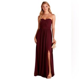 Birdy Grey - NWT Grace Chiffon Cabernet Strapless Bridesmaid Gown Sz XS